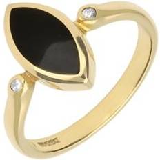 Jewellery C. W. Sellors 18ct Gold Whitby Jet Diamond Marquise Ring