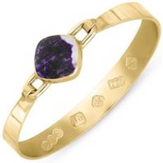 C. W. Sellors 18ct Gold Blue John Hallmark Wide Cushion Bangle Gold