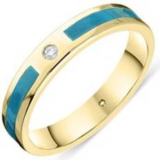 Yellow Rings C. W. Sellors 18ct Gold Turquoise Diamond 4mm Patterned Wedding Band Ring Gold