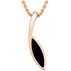 Oro Rosa Collares C. W. Sellors 9ct Rose Gold Whitby Jet Toscana Marquise Necklace Rose Gold