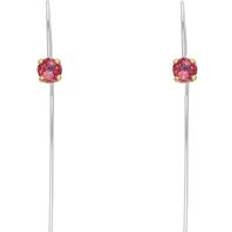 9 carati Orecchini C. W. Sellors 9ct Gold Sterling Silver Garnet Stepping Stones 5mm Round Set Hook Earrings