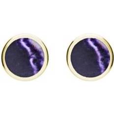 Jewellery C. W. Sellors 9ct Gold Blue John 10mm Round Stud Earrings Gold