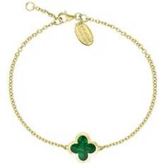 Yellow Bracelets C. W. Sellors 9ct Gold Malachite Bloom Four Leaf Clover Polished Edge Bracelet