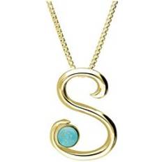 Yellow Necklaces C. W. Sellors 9ct Gold Turquoise Love Letters Initial Necklace Gold