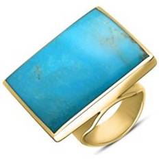 Yellow Jewellery C. W. Sellors 9ct Gold Turquoise Square Ring Gold