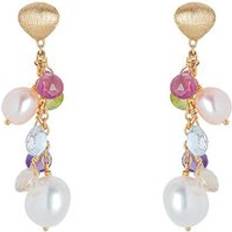 Topaz Earrings Marco Bicego Paradise 18ct Yellow Gold Pearl and Multicolour Gemstone Drop Earrings