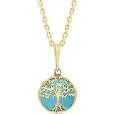 Yellow Necklaces C. W. Sellors 9ct Gold Turquoise Round Tree of Life Necklace Gold