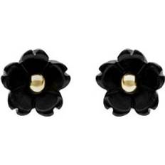 Gold - Women Earrings C. W. Sellors 9ct Gold Whitby Jet Tuberose 6mm Flower Stud Earrings Gold