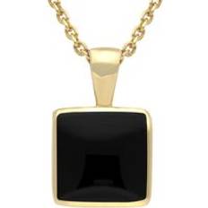 Yellow Necklaces C. W. Sellors 9ct Gold Whitby Jet Square Necklace Gold