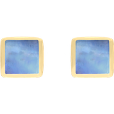 Gold - Women Earrings C. W. Sellors 9ct Gold Sterling Silver Moonstone Stepping Stones Square Stud Earrings