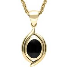 Yellow Necklaces C. W. Sellors 9ct Gold Whitby Jet Oval Necklace Gold