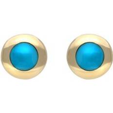 Amethyst Jewellery C. W. Sellors 9ct Gold Turquoise Framed Round Stud Earrings Gold