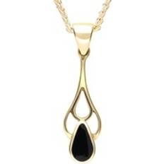 Giallo Collane C. W. Sellors 9ct Gold Whitby Jet Pear Spoon Necklace Gold