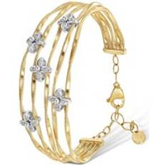 Marco Bicego Marrakech Onde 18ct Yellow Gold Diamond Flower Bangle