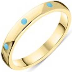 Amarillo Anillos C. W. Sellors 9ct Gold Turquoise 3mm Wedding Band Ring Gold