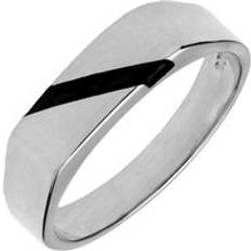 Jewellery C. W. Sellors Sterling Silver Whitby Jet One Stone Slither Signet Ring Silver