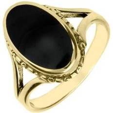 Yellow Rings C. W. Sellors 9ct Gold Whitby Jet Oval Rope Edge Ring Gold