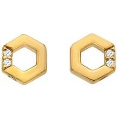 Hot Diamonds Orecchini Hot Diamonds x Jac Jossa Gold Plated Sterling Silver Hexagon White Topaz Stud Earrings