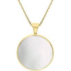 Diamond Jewellery C. W. Sellors 9ct Gold Whitby Jet Mother Of Pearl Double Sided Round Fob Necklace Gold