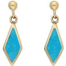 Gold - Women Earrings C. W. Sellors 9ct Gold Turquoise Dinky Diamond Drop Earrings