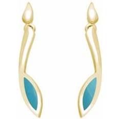 Joyería C. W. Sellors 9ct Gold Turquoise Toscana Long Marquise Drop Earrings Gold