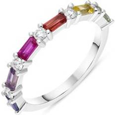Bloch 18ct White Gold Sapphire Diamond Multicolour Half Eternity Ring