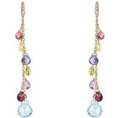 Paradise 18ct Yellow Gold Diamond Multicolour Gemstone Drop Earrings