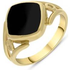 Homme - Or Bagues Whitby Jet Cushion Cut Ring - Gold/Black