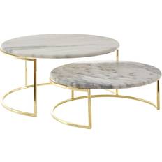 Bianco Portatorte Premier Housewares Cake Stands - White Marble / Brass - Set of 2 Portatorta