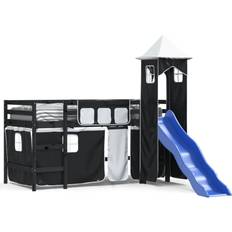 Lettini per bambini vidaXL Letto a Soppalco Bianco e Nero 90 x 190 cm Pino