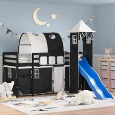 Noir Lits bébé vidaXL Lit Mezzanine Enfants Avec Tour 90 x 190 cm