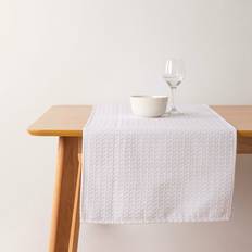 White Tablecloths Bordslöpare Muaré Waffle Bordsduk Vit