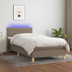 Beige Pacchetti Letto vidaXL Letto A Molle Con Materasso E LED Tortora 80x200 cm In Tessuto