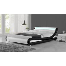 HOME DETAIL Galaxy led Black & White King Bed