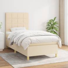 Beige Sengepakker vidaXL Kontinentalseng Med Madras 90x190 cm Stof Cremefarvet Sengesæt
