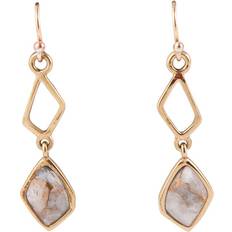 Barse Calcite Matrix Earrings - Gold/White