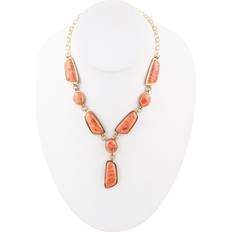 Barse Genuine Orange Sponge Coral Abstract Statement Necklace