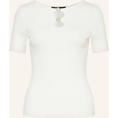 Clothing Maje Womens Blanc Cut-out Slim-fit Knitted top