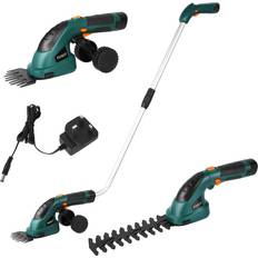 Cordless 2-in-1 Grass Shear Hedge Trimmer w/Extension Pole, 7.2V Electric Hedge Brush Trimmer