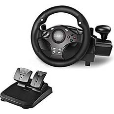 Steering Wheel, 270 Degree Gaming Racing Wheel with Pedals and Shifter, Real Force Feedback PC Steering Wheel Compatible with PS4/ PS3/ PC/ XBOX