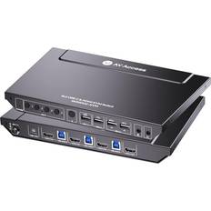 AV Access 4K USB-C & HDMI KVM Switch 4 PCs 1 Monitor 60W Charging for Laptop