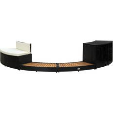 vidaXL Hot Tub Solid Acacia Wood Spa Surround Black Poly