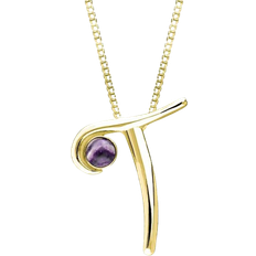 C. W. Sellors Love Letters Initial T Necklace - Gold/Purple