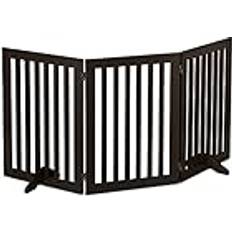 Relaxdays Safety Gate for Children & Pets, with Feet and Floor Protectors, Free-Standing Barrier, 92 x 154 cm, Brown