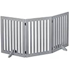 Relaxdays Safety Gate for Children & Pets, Retractable, with Feet and Floor Protectors, Free-Standing, 70 x 154 cm, Grey