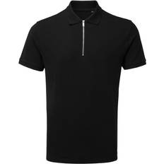 Clothing ASQUITH & FOX Mens Zip Polo Shirt Black