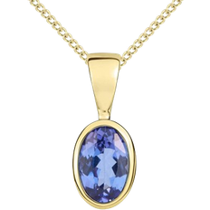 C. W. Sellors Essentials Oval Rub Over Set Pendant Necklace - Gold/Blue