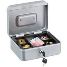 Security Relaxdays Lockable cash box, removable insert, 5 compartments, iron cash