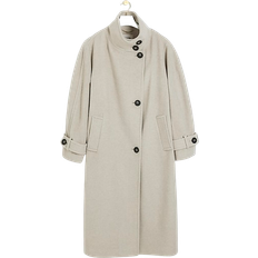River Island Funnel Neck Longline Coat - Beige