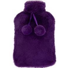 Heat Bottles Livivo Luxurious 2L Fluffy Hot Water Bottle with Pom Pom Purple One Size